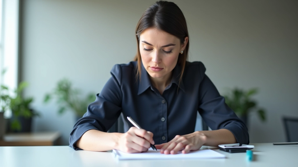 Persoon schrijft stappen op papier: definieer doel, beïnvloedbare metrics, selecteer KPI's